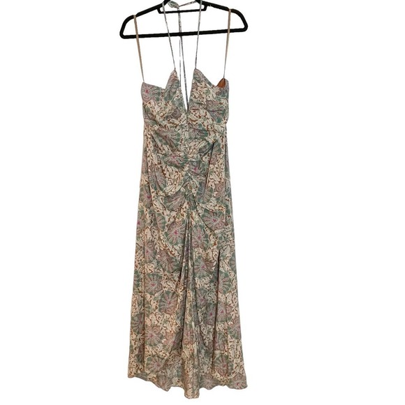Veronica Beard Floral Ruched Aldana Dress Sleeveless Halter Neck Size 14 NWOT - Picture 5 of 12